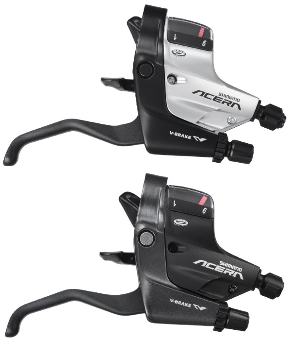 ΛΕΒΙΕΔΟΜΑΝΕΤΕΣ SHIMANO MTB ST-M390 S (L+R) RAPIDFIRE PLUS 3Χ9SP. 2F ALLOY ΓΙΑ V-BRAKE ΜΕ ΣYPMAΤΑ ΜΑΥΡΑ W/ OGD, ACERA, SILVER, IND.