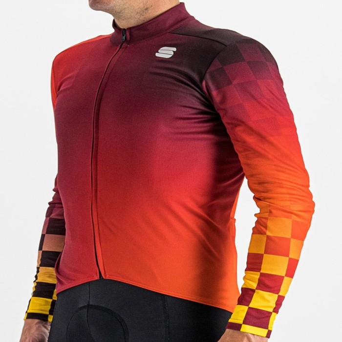 Μπλούζα με μακρύ μανίκι Sportful ROCKET THERMAL Jersey Full Zip L/S - Red Wine