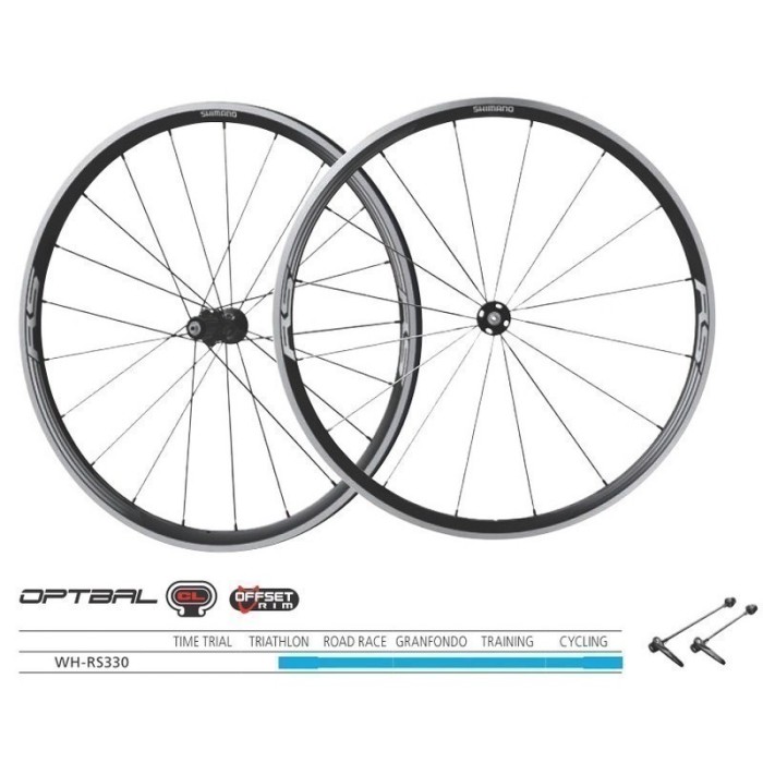 ΤΡΟΧΟΣ SHIMANO WH-RS330, 16H/21H, 10/11 SPEED, RIM CLINCHER BLACK W/TAPE, STICKER STANDARD, QR BLACK, REAR QR 168MM, IND.PACK