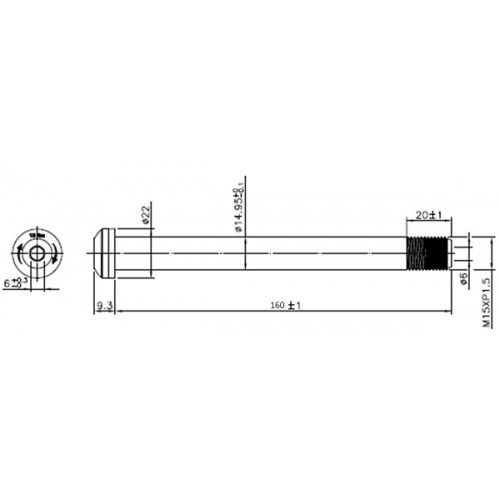 Άξονας Xon Εμπρόσθιος με Allen 15mm Boost (110mm) κατάλληλος για αναρτήσεις RockShox XQR-25