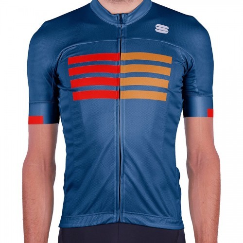 Μπλούζα με κοντό μανίκι Sportful WIRE Jersey S/S - Blue Twilight Fire Red Gold